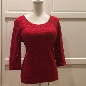 Alfani Lace 3/4 sleeve  w/exposed back zipper